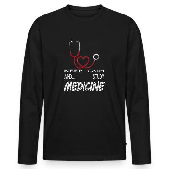 Medizin studieren Medizin Student Medizin Studium - Männer Premium Bio Langarmshirt - Schwarz - Vorne - Nico (187cm)