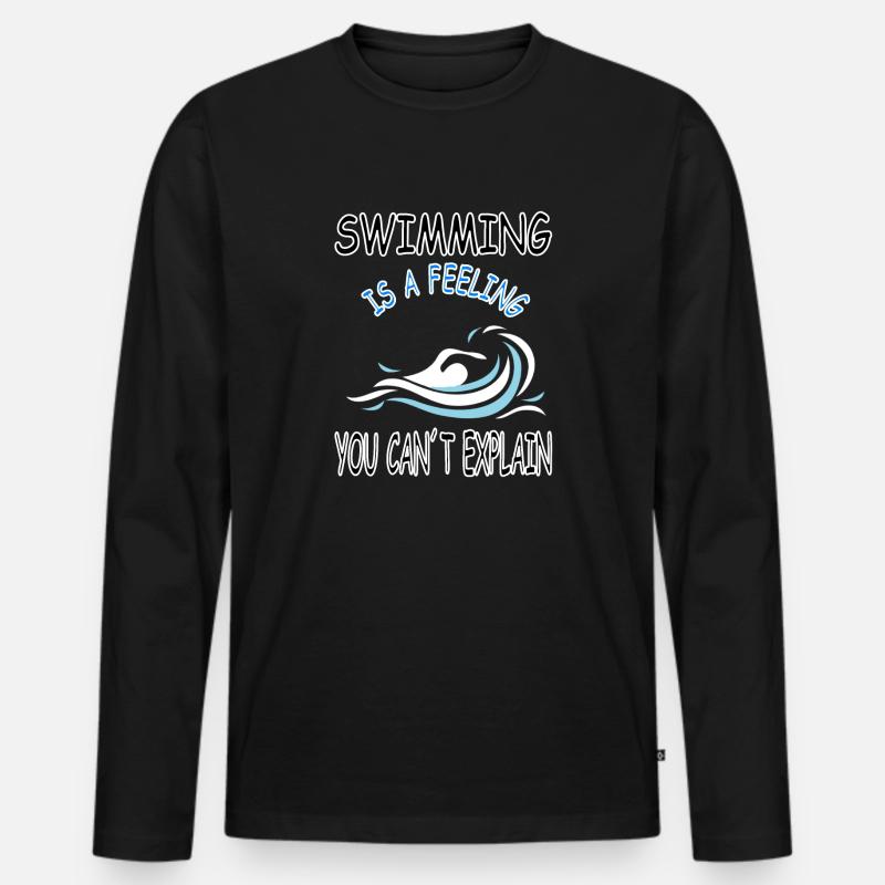 schwimmen Schwimmer seepferdchen tauchen Geschenk - Männer Premium Bio Langarmshirt - Schwarz