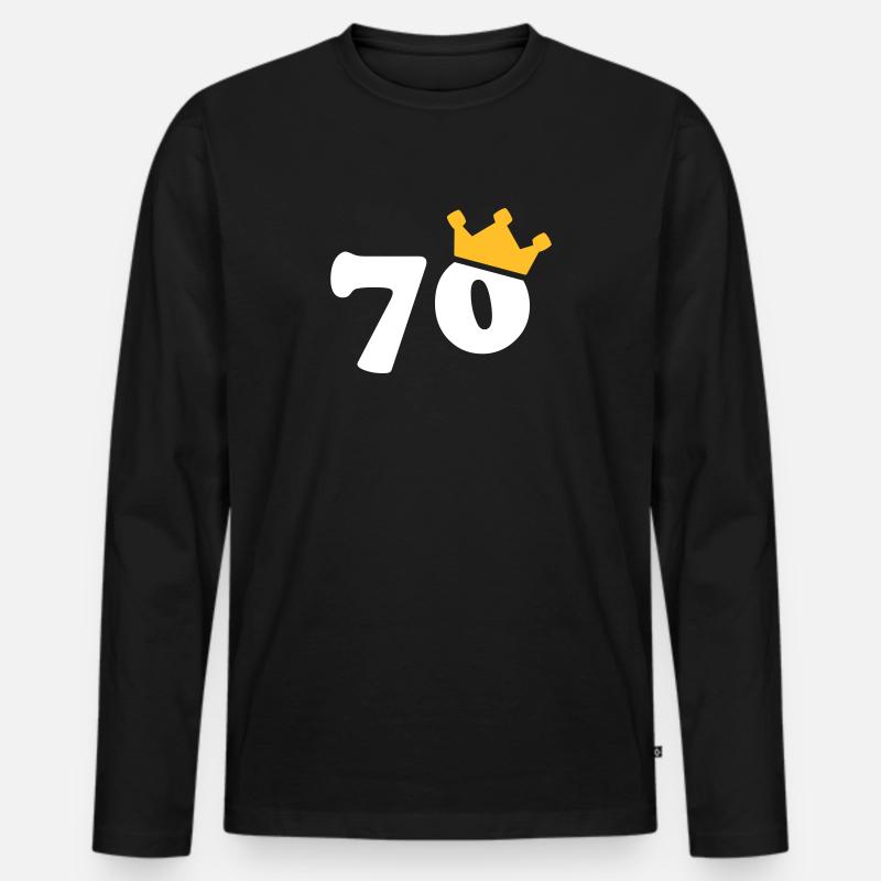 70 Krone 70 Geburtstag 70 Jahre - Männer Premium Bio Langarmshirt - Schwarz