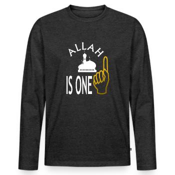 Allah is one Islam Muslim Mosque God Gift - Men's Premium Organic Long Sleeve Shirt - heather anthracite - Front - Nico (187cm)