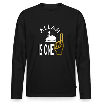 Allah is one Islam mosquée musulmane Dieu cadeau - T-shirt manches longues Premium bio Homme - noir - Devant - Nico (187cm)