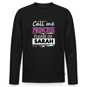 My name is Sarah, I'm Sarah Girl Gift Idea - Men's Premium Organic Long Sleeve Shirt - black - Front - Nico (187cm)