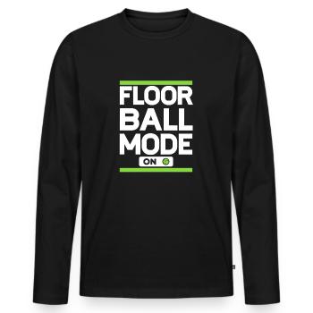 Floorball Mode On Floorball Player Floorball - Men's Premium Organic Long Sleeve Shirt - black - Front - Nico (187cm)