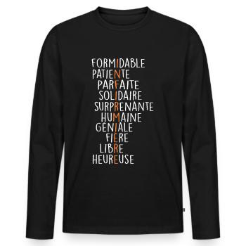 Définition infirmière - T-shirt manches longues Premium bio Homme - noir - Devant - Nico (187cm)