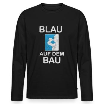 Blau auf dem Bau Handwerker Bauarbeiter Gruppe - Männer Premium Bio Langarmshirt - Schwarz - Vorne - Nico (187cm)