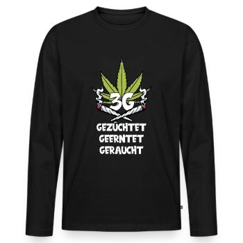 CANNABIS MARIHUANA JOINT KIFFEN KIFFER 3G REGEL - Männer Premium Bio Langarmshirt - Schwarz - Vorne - Nico (187cm)
