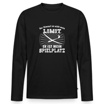 Der Himmel ist nicht mein Limit Segelflugzeug - Männer Premium Bio Langarmshirt - Schwarz - Vorne - Nico (187cm)