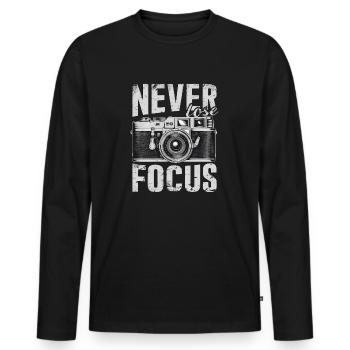 Ne perdez jamais votre concentration - T-shirt manches longues Premium bio Homme - noir - Devant - Nico (187cm)