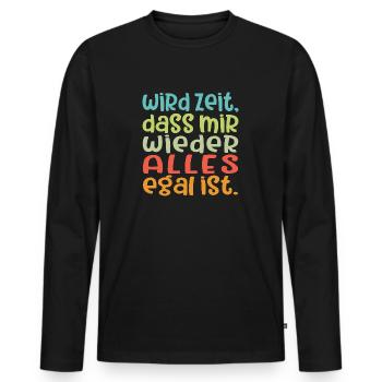 Alles egal Spruch - Männer Premium Bio Langarmshirt - Schwarz - Vorne - Nico (187cm)