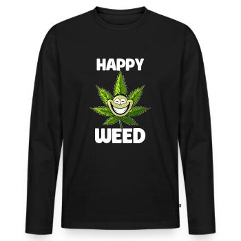 Happy Weed - Hemp Design - Men's Premium Organic Long Sleeve Shirt - black - Front - Nico (187cm)