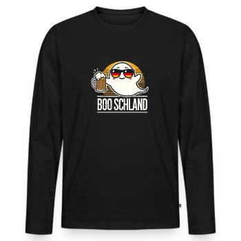 Geist Boo Deutschland Halloween - Männer Premium Bio Langarmshirt - Schwarz - Vorne - Nico (187cm)