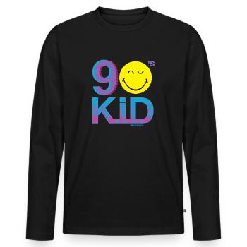 SmileyWorld 90s Kid - Männer Premium Bio Langarmshirt - Schwarz - Vorne - Nico (187cm)