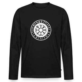 Vegvisir Nordique – Symbole de Protection Blanc - T-shirt manches longues Premium bio Homme - noir - Devant - Nico (187cm)