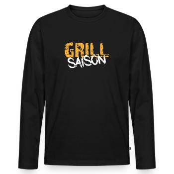 Barbecue de saison - T-shirt manches longues Premium bio Homme - noir - Devant - Nico (187cm)