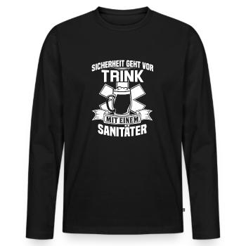 Rettungssanitäter Sanitäter Trinken - Männer Premium Bio Langarmshirt - Schwarz - Vorne - Nico (187cm)