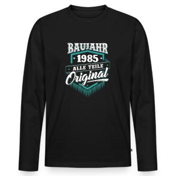 1985 Geburtsjahr Geburtstag Geburt geboren - Männer Premium Bio Langarmshirt - Schwarz - Vorne - Nico (187cm)