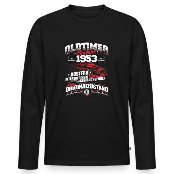 1953 Geburtsjahr Geburtstag Oldtimer Baujahr - Männer Premium Bio Langarmshirt - Schwarz - Vorne - Nico (187cm)