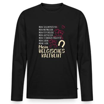 BELGISCHES-KALTBLUT- mein - Männer Premium Bio Langarmshirt - Schwarz - Vorne - Nico (187cm)