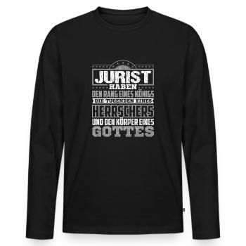 JURIST - Gott - Männer Premium Bio Langarmshirt - Schwarz - Vorne - Nico (187cm)