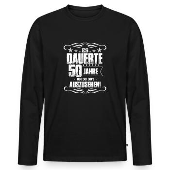 Es dauerte 50 Jahre - Männer Premium Bio Langarmshirt - Schwarz - Vorne - Nico (187cm)