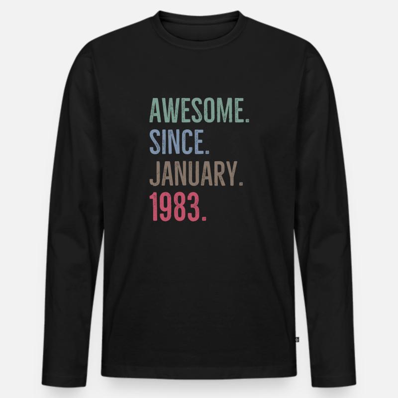 Awesome Seit Januar 1983 - Männer Premium Bio Langarmshirt - Schwarz
