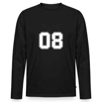 08 Nummer - Männer Premium Bio Langarmshirt - Schwarz - Vorne - Nico (187cm)