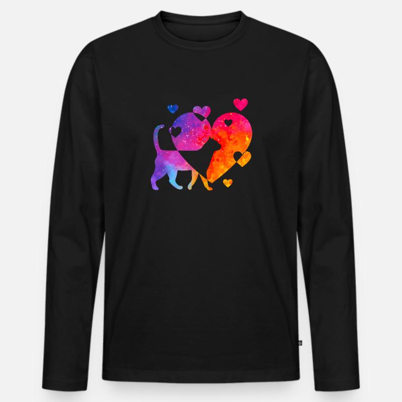 Katzenliebe - Männer Premium Bio Langarmshirt - Schwarz