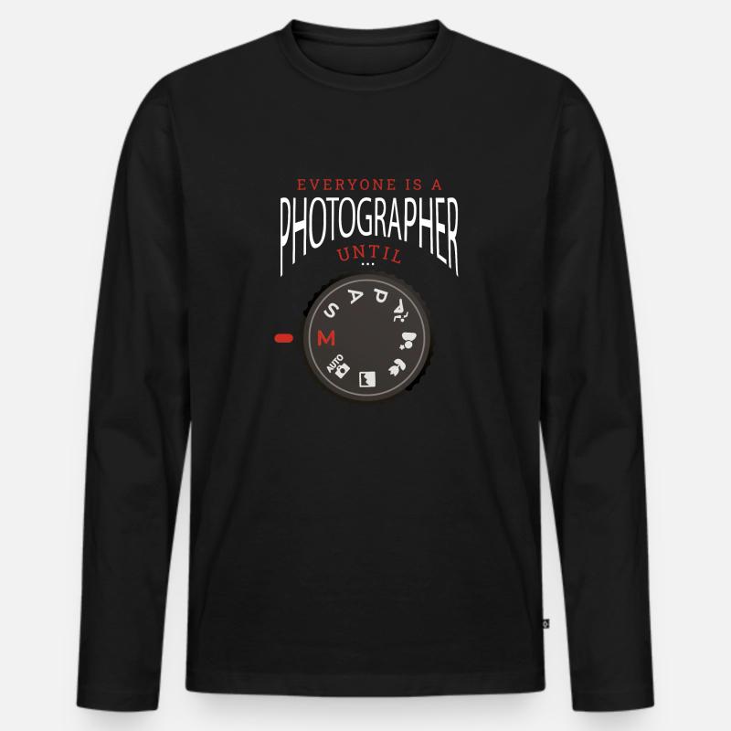 Kamera-Fun-Design - Männer Premium Bio Langarmshirt - Schwarz