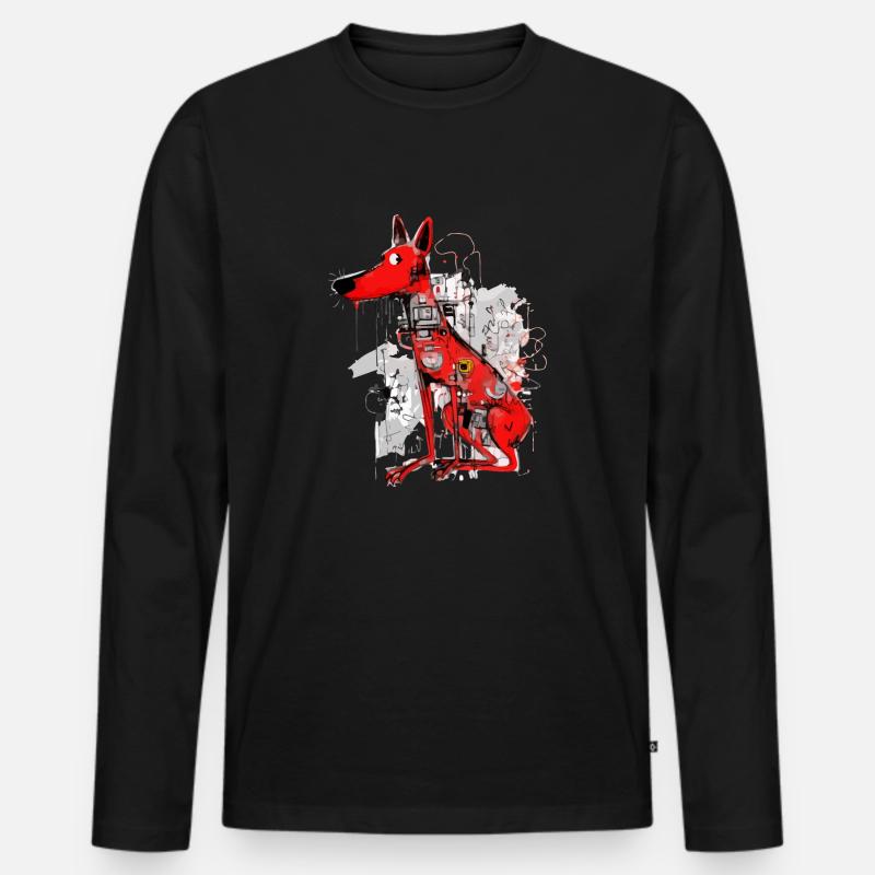 Loko der rote Hund - Männer Premium Bio Langarmshirt - Schwarz