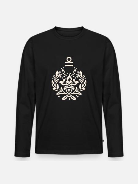 Weihnachtskugel Ornament - Männer Premium Bio Langarmshirt - Schwarz