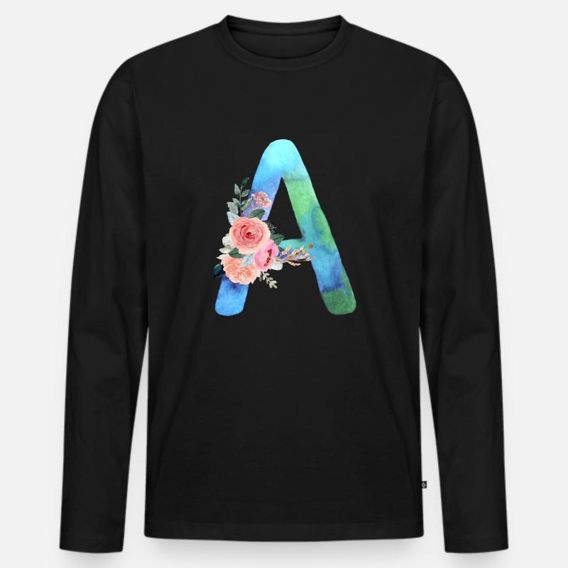 Buchstabe A Aquarell - Männer Premium Bio Langarmshirt - Schwarz