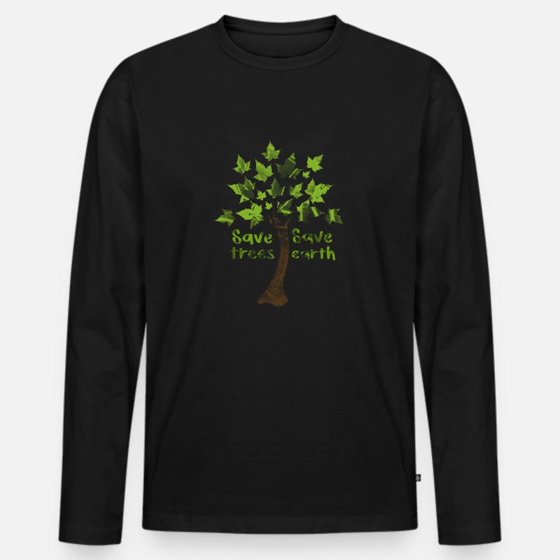 Bäume retten, Erde retten - Männer Premium Bio Langarmshirt - Schwarz