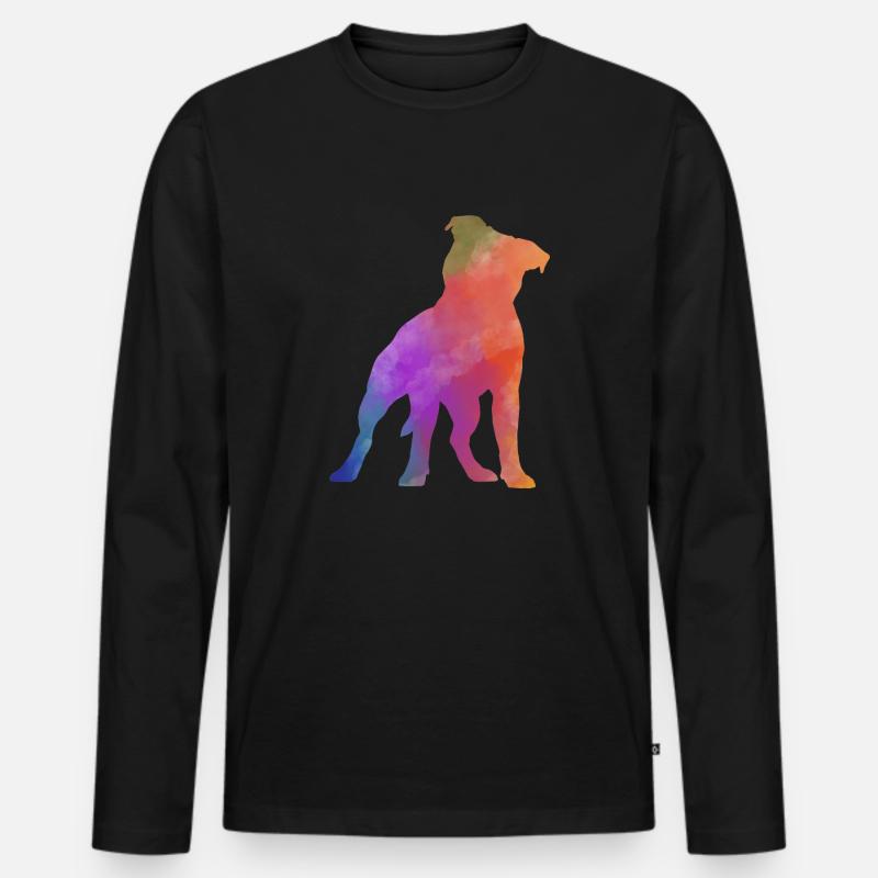 PITBULL AMSTAF farbig - Männer Premium Bio Langarmshirt - Schwarz