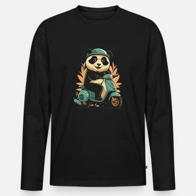 Panda Roller - Männer Premium Bio Langarmshirt - Schwarz