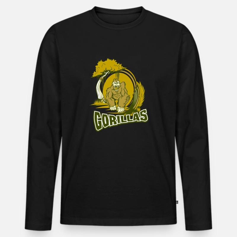 Gorilla - Männer Premium Bio Langarmshirt - Schwarz