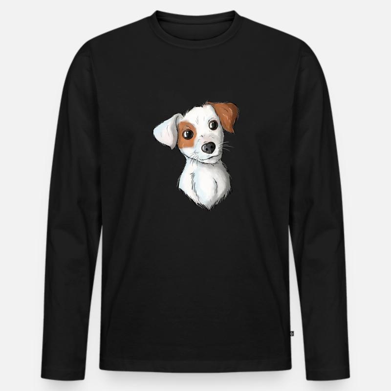 Jack Russell Pattern 7 - Männer Premium Bio Langarmshirt - Schwarz