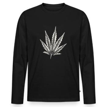 Feuille de cannabis - BLANC - T-shirt manches longues Premium bio Homme - noir - Devant - Nico (187cm)