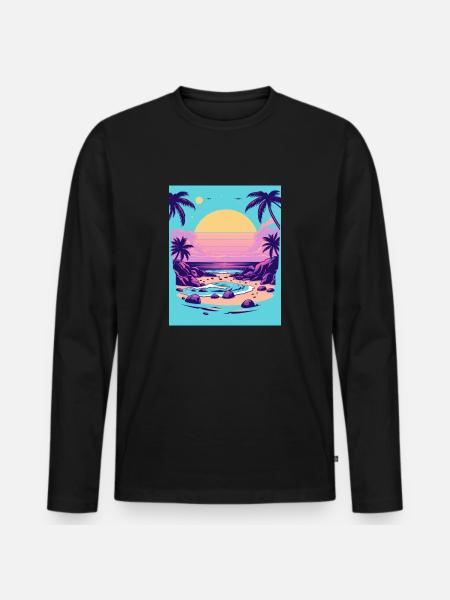 Sunset Serenity - Männer Premium Bio Langarmshirt - Schwarz