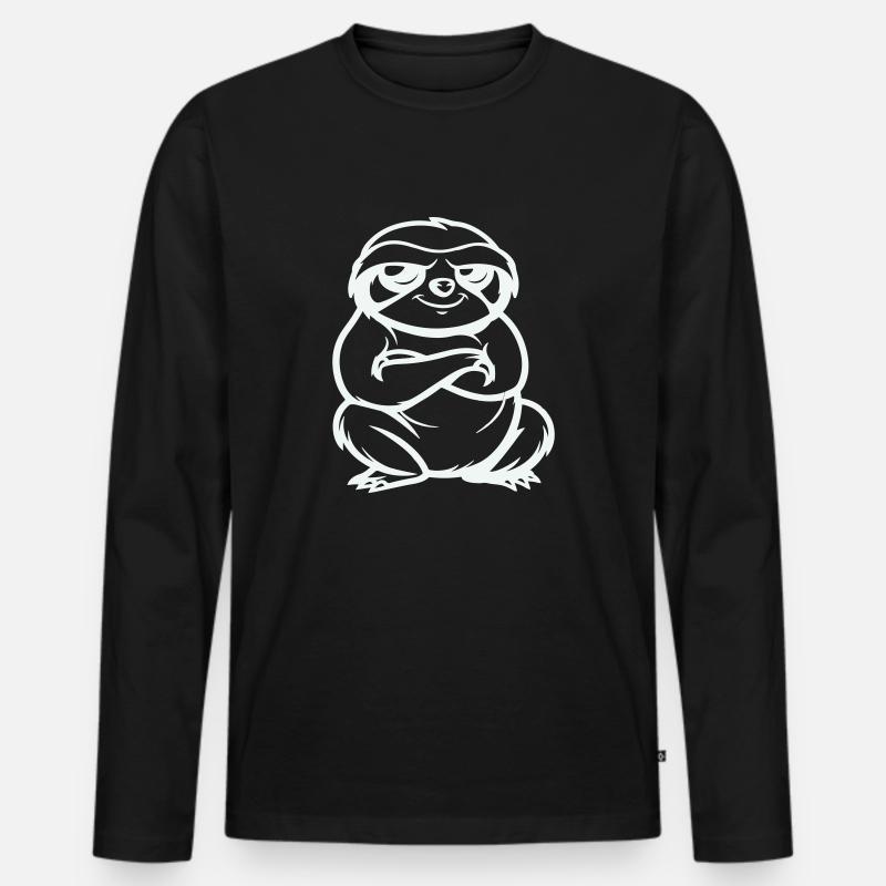 faultier comic - Männer Premium Bio Langarmshirt - Schwarz