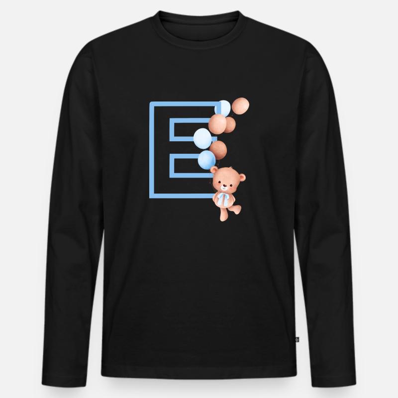 Blauer Buchstabe E Bär - Männer Premium Bio Langarmshirt - Schwarz