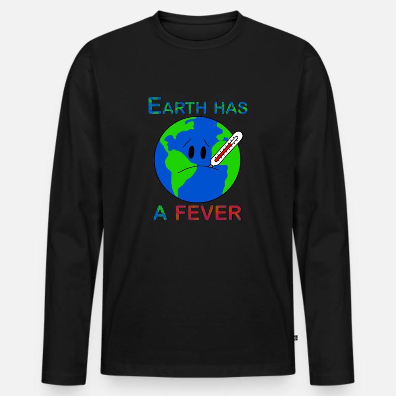 Die Erde hat Fieber - Männer Premium Bio Langarmshirt - Schwarz