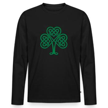 St. Patricks Day Shamrock Trinity & Eternal Love - T-shirt manches longues Premium bio Homme - noir - Devant - Nico (187cm)