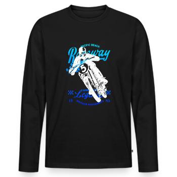 Motorrad Vintage Caferacer - Männer Premium Bio Langarmshirt - Schwarz - Vorne - Nico (187cm)