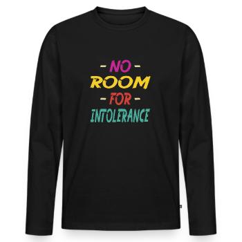 No room for intolerance - Men's Premium Organic Long Sleeve Shirt - black - Front - Nico (187cm)