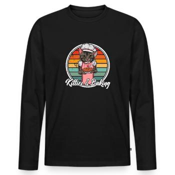 Cat Cake Baking Cookies Hobby Pastry Shop - Men's Premium Organic Long Sleeve Shirt - black - Front - Nico (187cm)