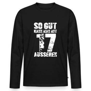 17. Geburtstag - Männer Premium Bio Langarmshirt - Schwarz - Vorne - Nico (187cm)