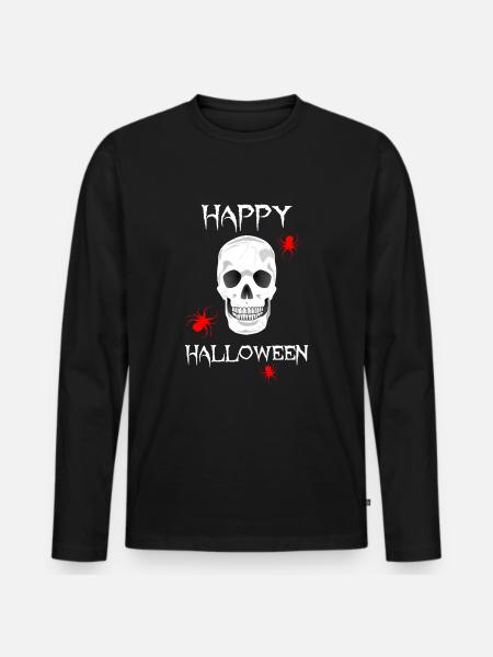 HALLOWEEN skull spiders - Men's Premium Organic Long Sleeve Shirt - black
