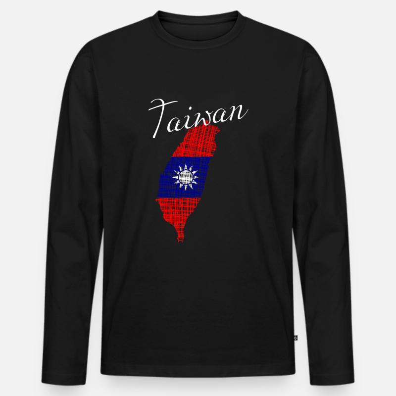 Taiwan - Männer Premium Bio Langarmshirt - Schwarz