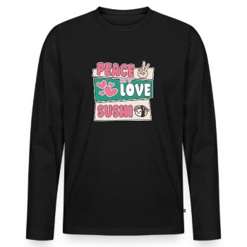 Sushi Lover Peace Love Sushi - Men's Premium Organic Long Sleeve Shirt - black - Front - Nico (187cm)