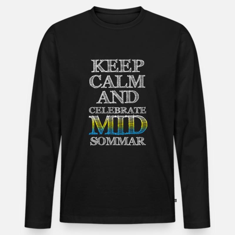 Midsommar Fest Skandinavien - Männer Premium Bio Langarmshirt - Schwarz